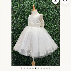 Ivory Pearl Tulle Flower Girl Dress